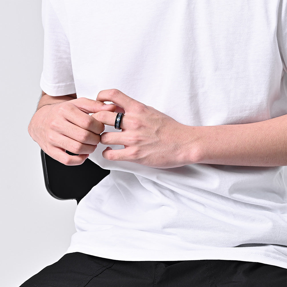 Carbon Fiber Skull Ring For Men Unisex Trendy Jewelry Titanium Steel Band With Geometric Shape And Bold Style XL