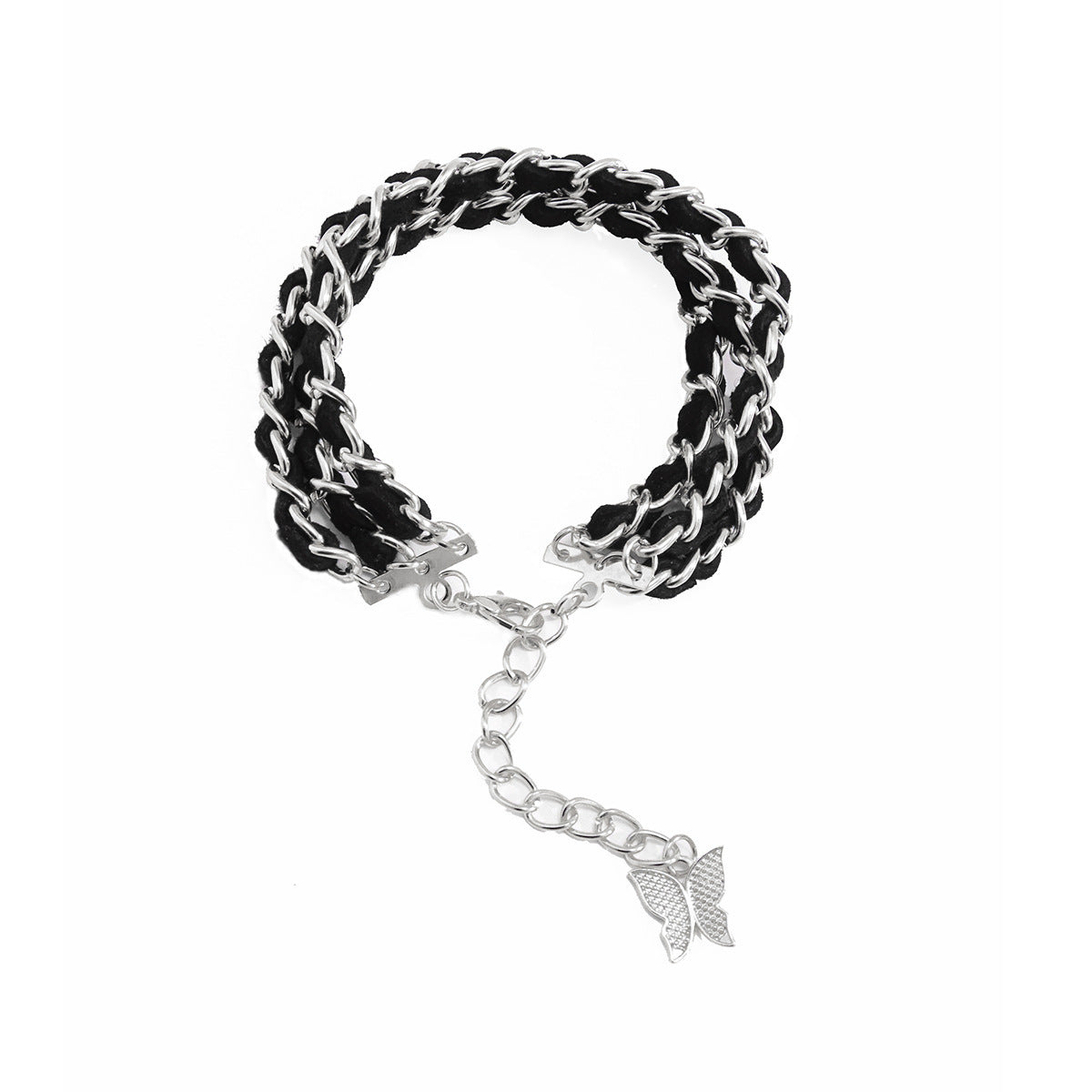 Womens Layered Alloy Chain Geometric Bracelet Gold Finish