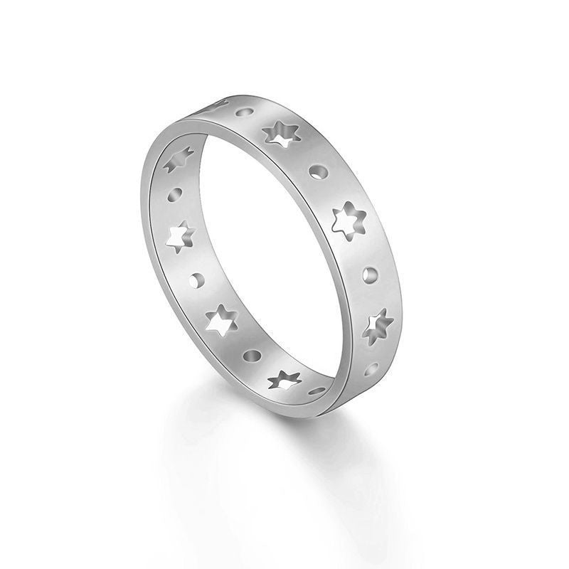 Stainless Steel Star Ring For Women Glossy Jewelry Gift
