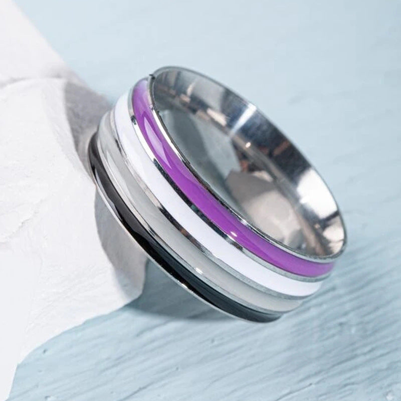 Stainless Steel Rainbow Geometric Couple Rings for Him and Her Simple Matching Jewelry Anniversary Gift Set Today
