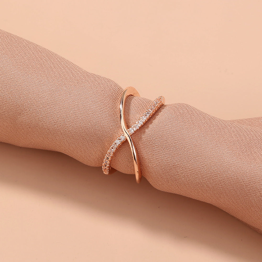 Zircon Cross Brass Ring Adjustable Copper Plated Europe America Style Fine Jewelry Everyday Wear For Any Style