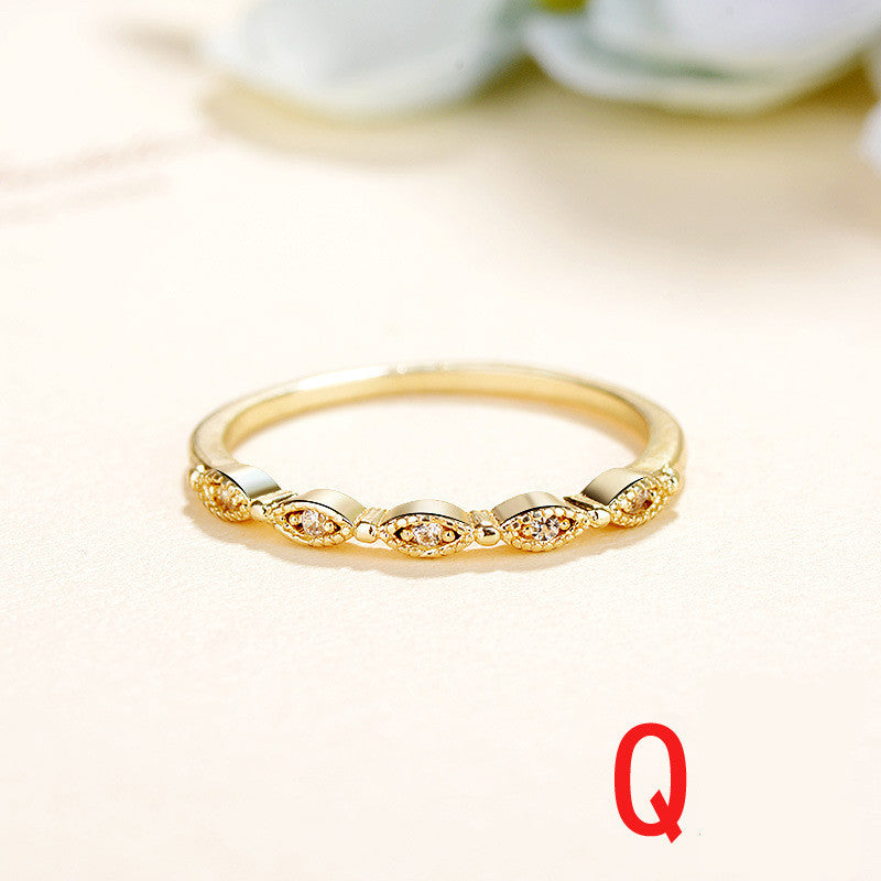 Small Inlaid Zircon Copper Ring For Women Simple Geometric Design Sizes 5 To 10 Fashion Jewelry For Everyday Wear