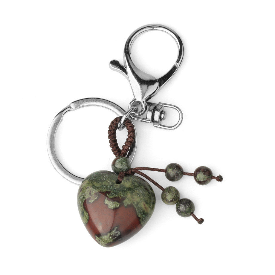 Natural Stone Keychain Electroplated Love Heart Key Chain Water Drop Bell Freshly Baked Unique Stone Drop Bell