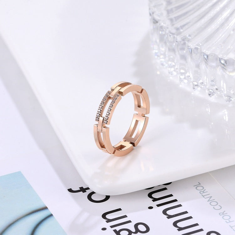 Unisex Titanium Steel Ring Rose Gold Finish Fashion Ring For Women And Men Gold Ring Everyday Wear Upgrade Now