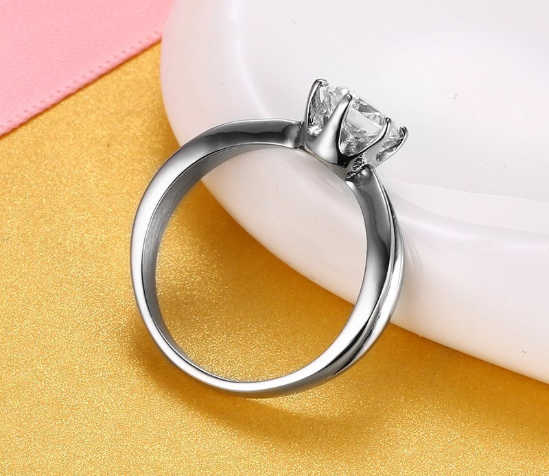 Women Titanium Steel Crown Ring With Diamond For Stylish Everyday Wear Jewelry Accessory Elegant For Any Occasion
