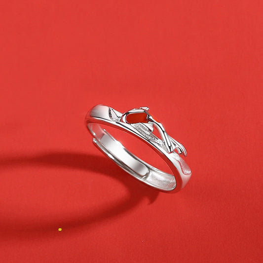Koi Love Ring Sterling Silver Koi Couple Ring Adjustable Platinum Plated S925 Silver Seiko Electroplating Rings
