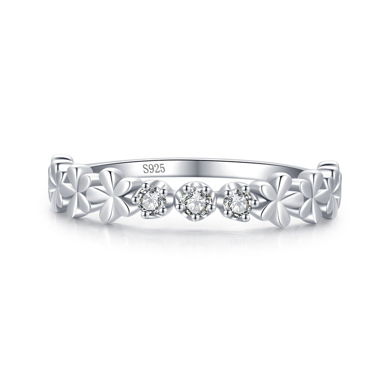 Forest Daisy Silver Ring S925 Diamond Inlaid Gold Plated Artificial Gemstones Semi Precious Stones Jewelry Gift