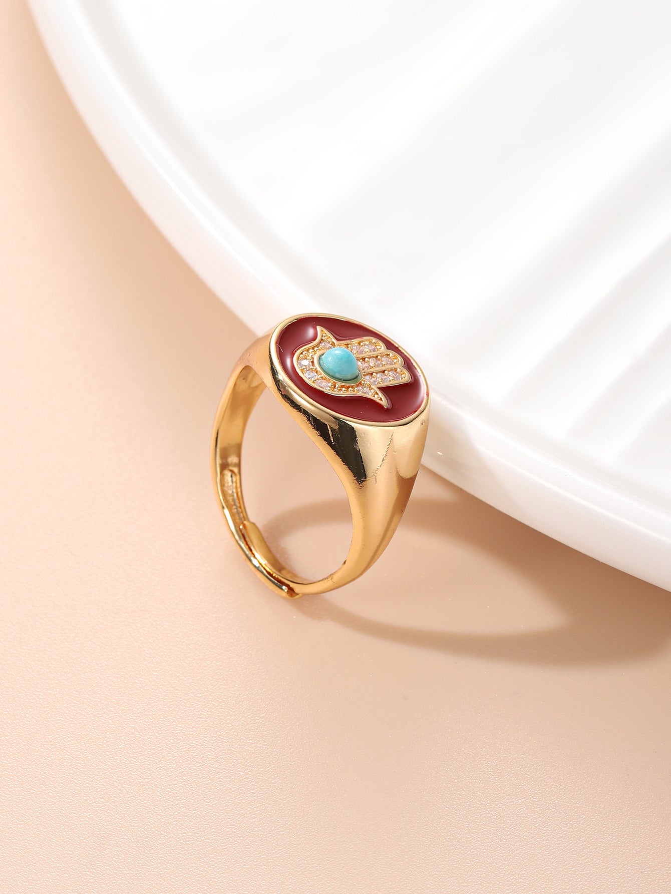 Elegant Coppery Zircon Geometric Ring for Women Electroplated Jewelry Everyday Wear Fashion Accessory Suitable