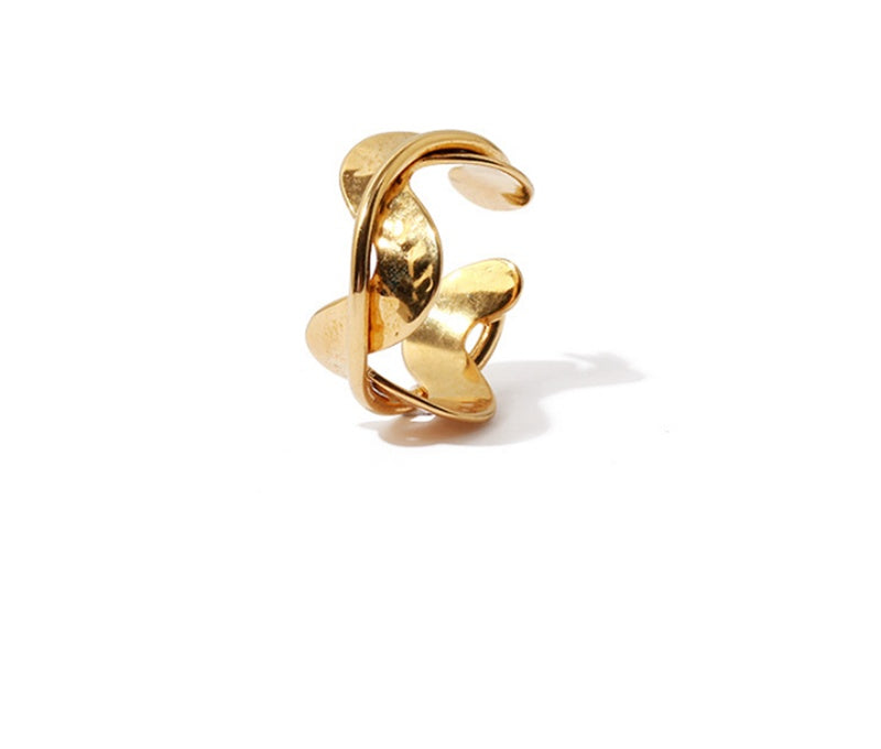 High Color Retention Vacuum Plating Real Gold Minimalist Wave Pattern Retro