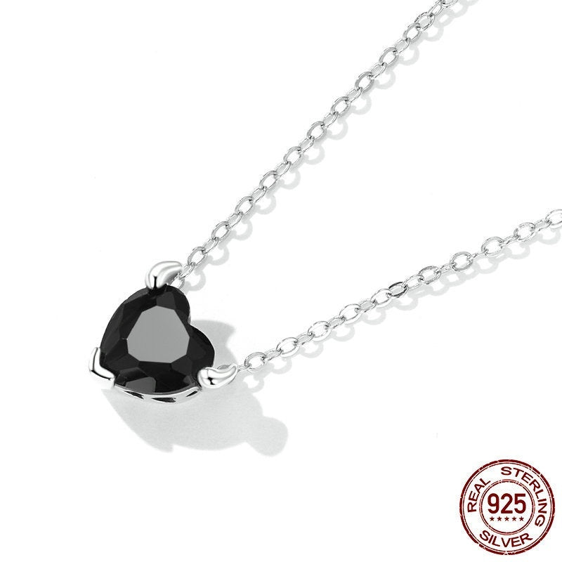Heart Shaped Zircon Jewelry Set With Earrings Necklace And Ring 925 Sterling Silver Box Chain Gemstone Gift Box