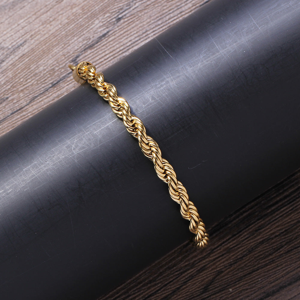 Stainless Steel Twisted Rope Chain Bracelet Geometric Style