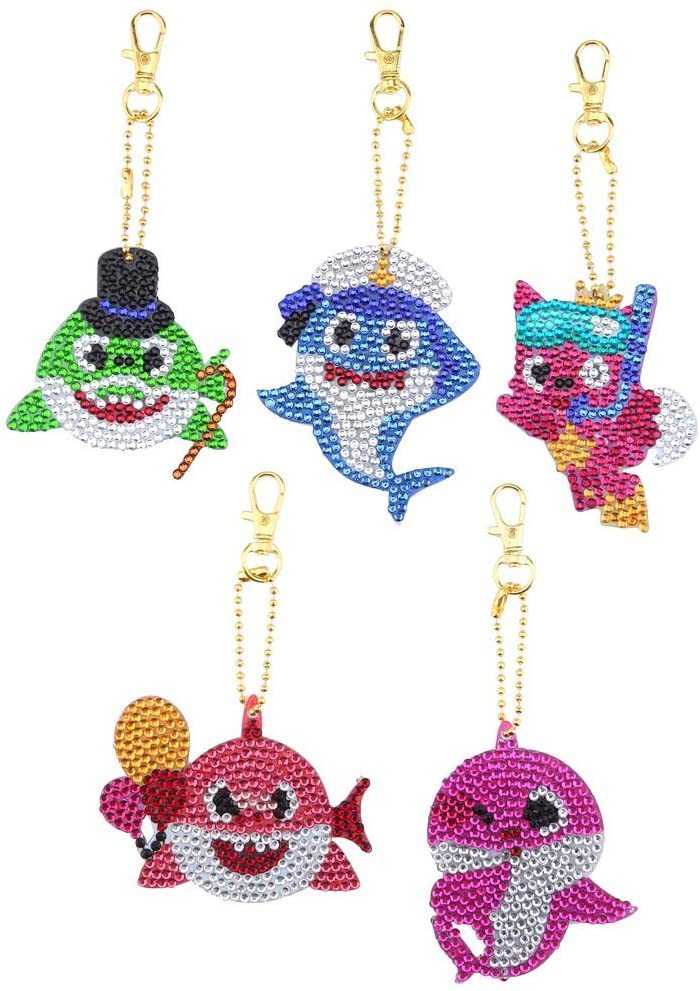 Diamond Painting Keychains Double Sided Mosaic Cat Design Art Project Set of 5 DIY Key Chain Craft Kit Gift Idea