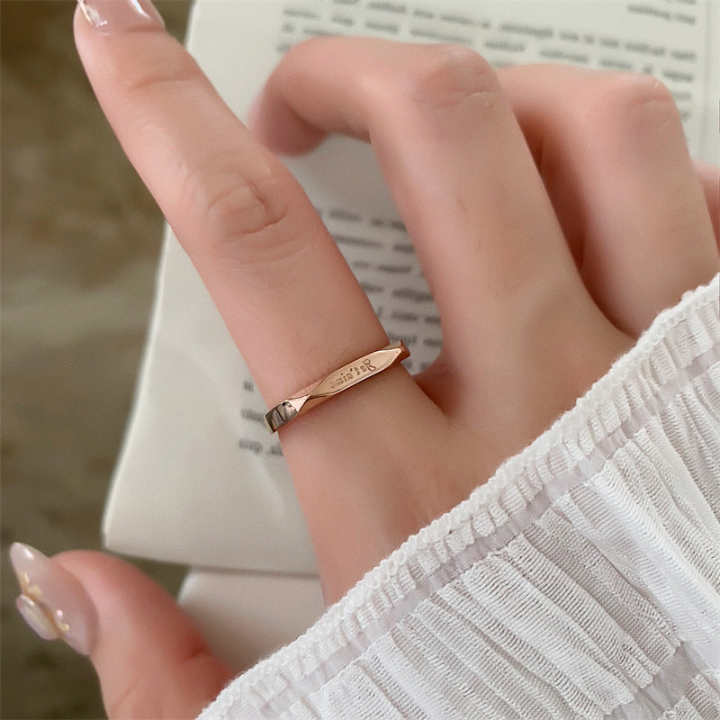 Womens Titanium Steel Ring I Love You Geometric Electroplated Promise Engagement Wedding Anniversary Gift Gift