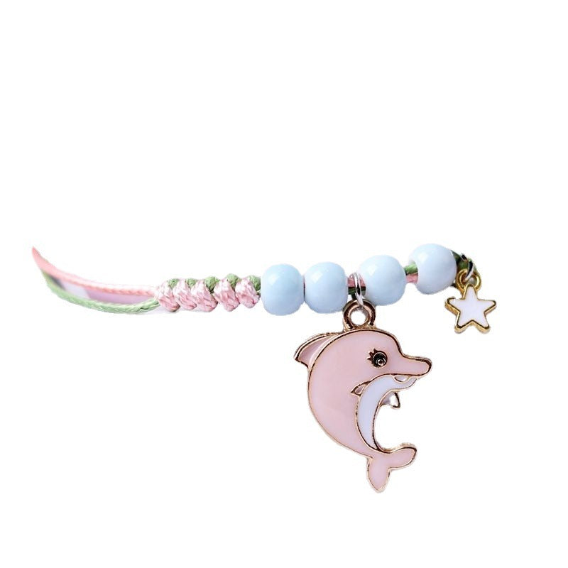 Unisex Dolphin Bracelet Adjustable Ceramic Beads Cartoon Animal Design Friendship Gift Individually Packed Now