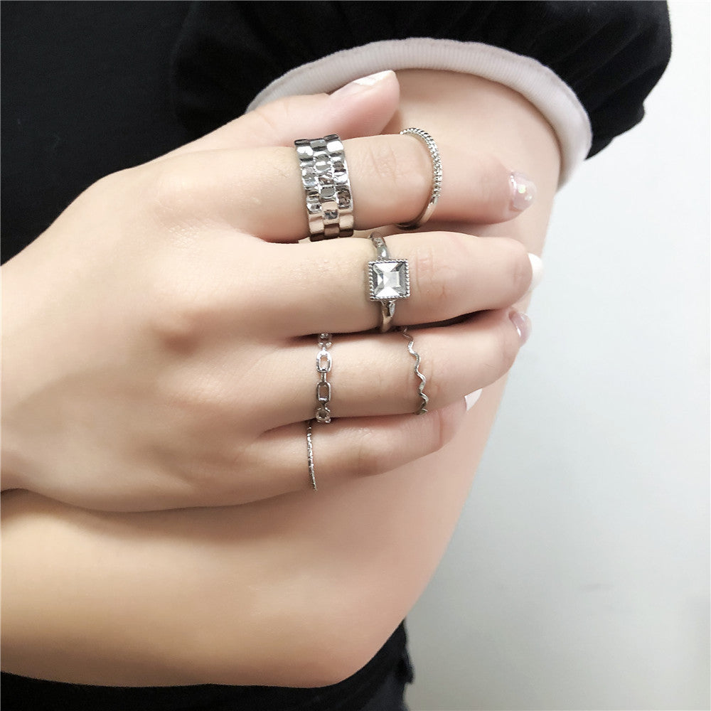 Womens Gold Plated Ring Set Geometric Rings European Fashion Jewelry Electroplated Finish Rings for Women Gold