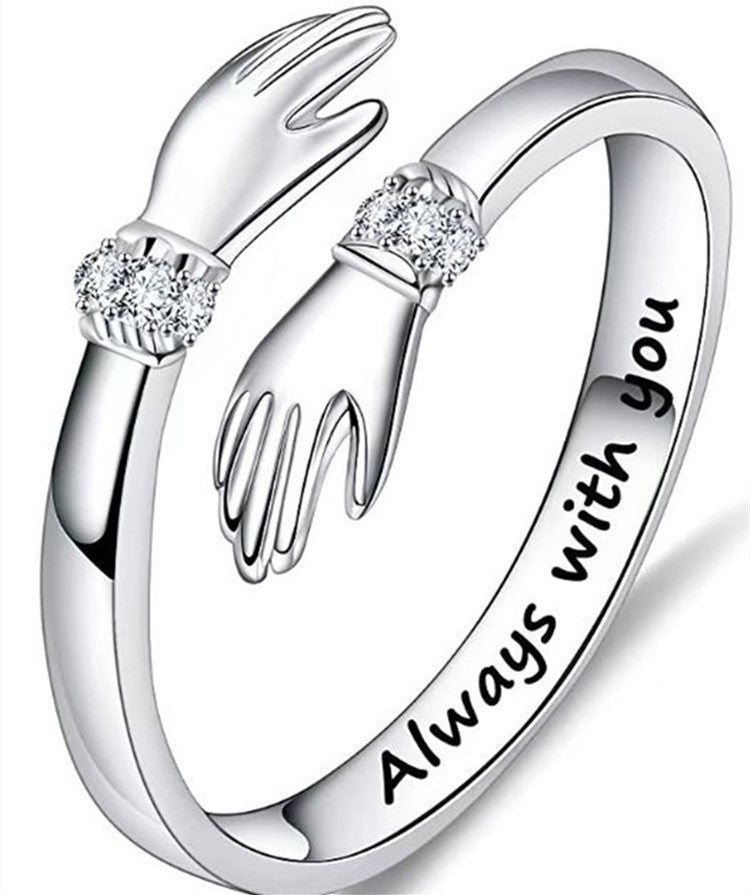 Open Hug Ring Gold Plated Adjustable Silver Ring With Diamond Treatment Open Mouth Fashion Jewelry For Women Today