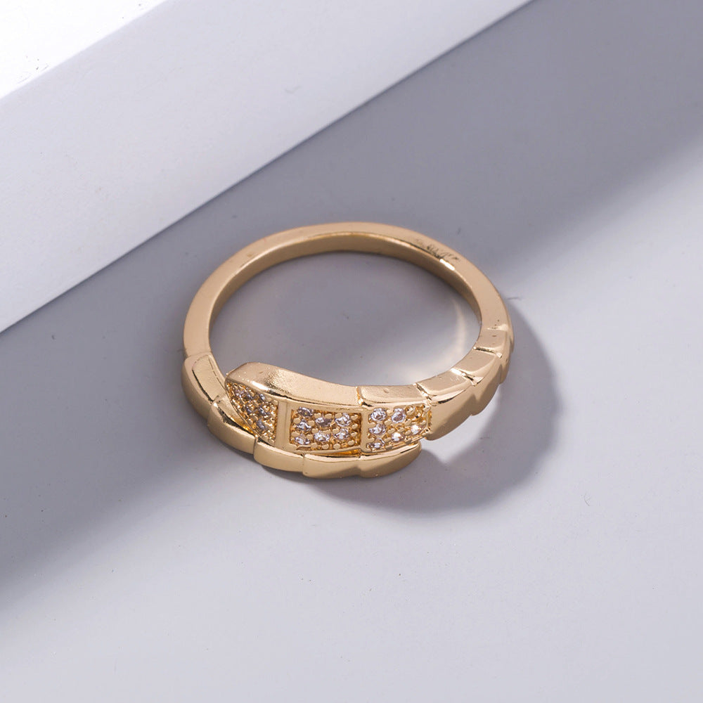 Geometric Rattlesnake Ring Copper Zircon Statement Ring Luxury High End Fashion Jewelry For Women And Men Ring