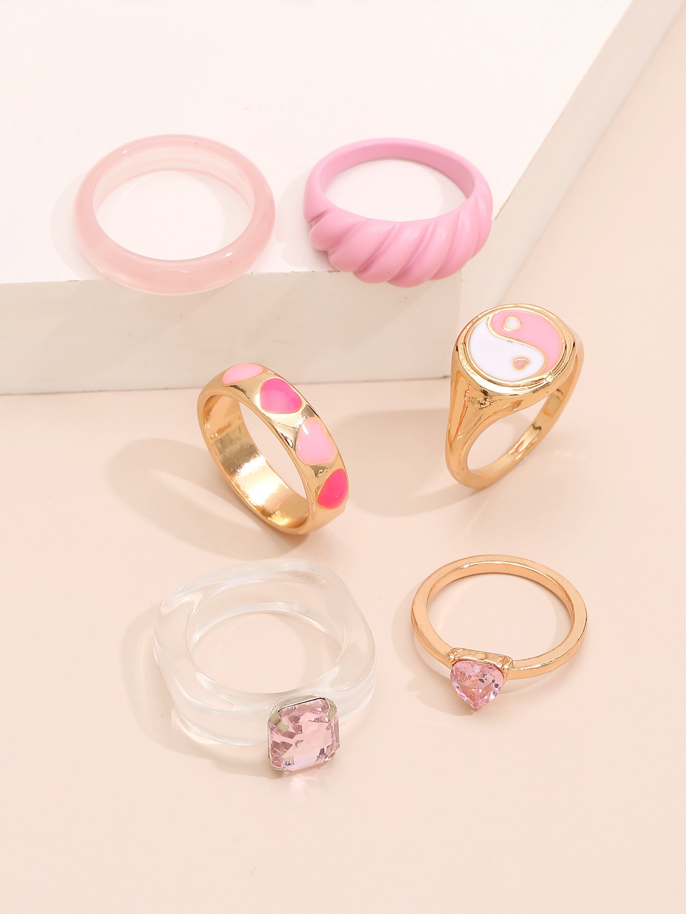 Womens Fashion Ring Set Irregular Zinc Alloy Electroplated Rings For Women Simple Style Jewelry Set Elegant Everyday