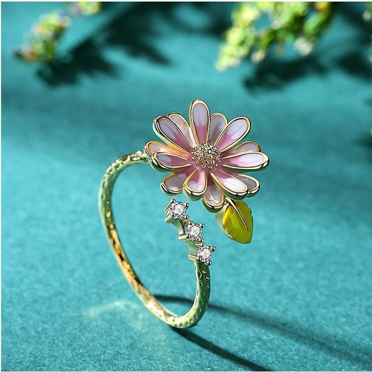 Women Open Ring Daisy Ornament Adjustable Copper Jewelry With Elegant Simple Design Ideal Everyday Accessories