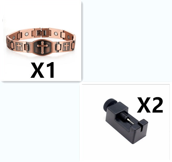 Mens Womens Copper Magnetic Cross Totem Bracelet Religious Jewelry Gift for Men Women Anniversary Opening Ceremony