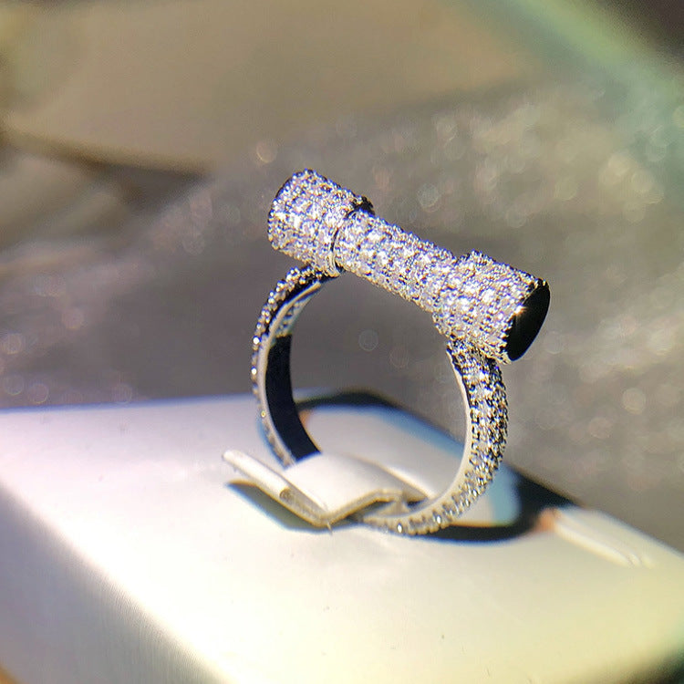 Geometric Copper Ring with Gold Plating and Gemstones