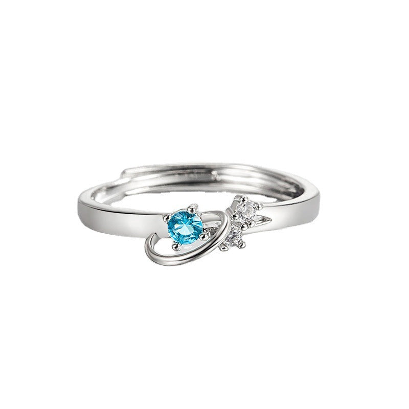 Sterling Silver Couple Rings Dream Planet Matching Promise Rings Adjustable Opening To Him And Her Anniversary