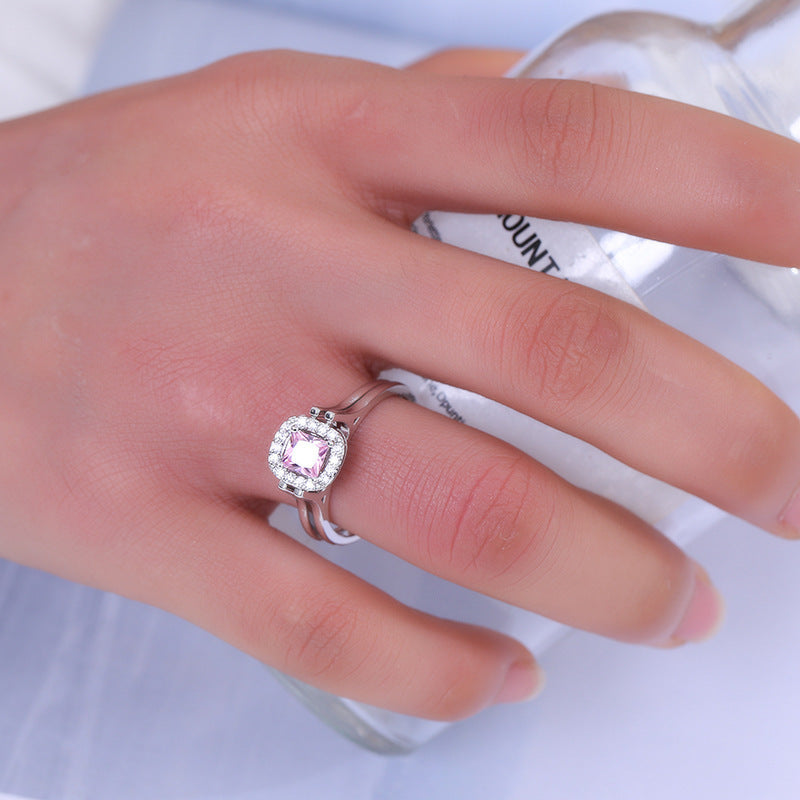 Copper Zircon Double Color Flip Ring For Women Reversible