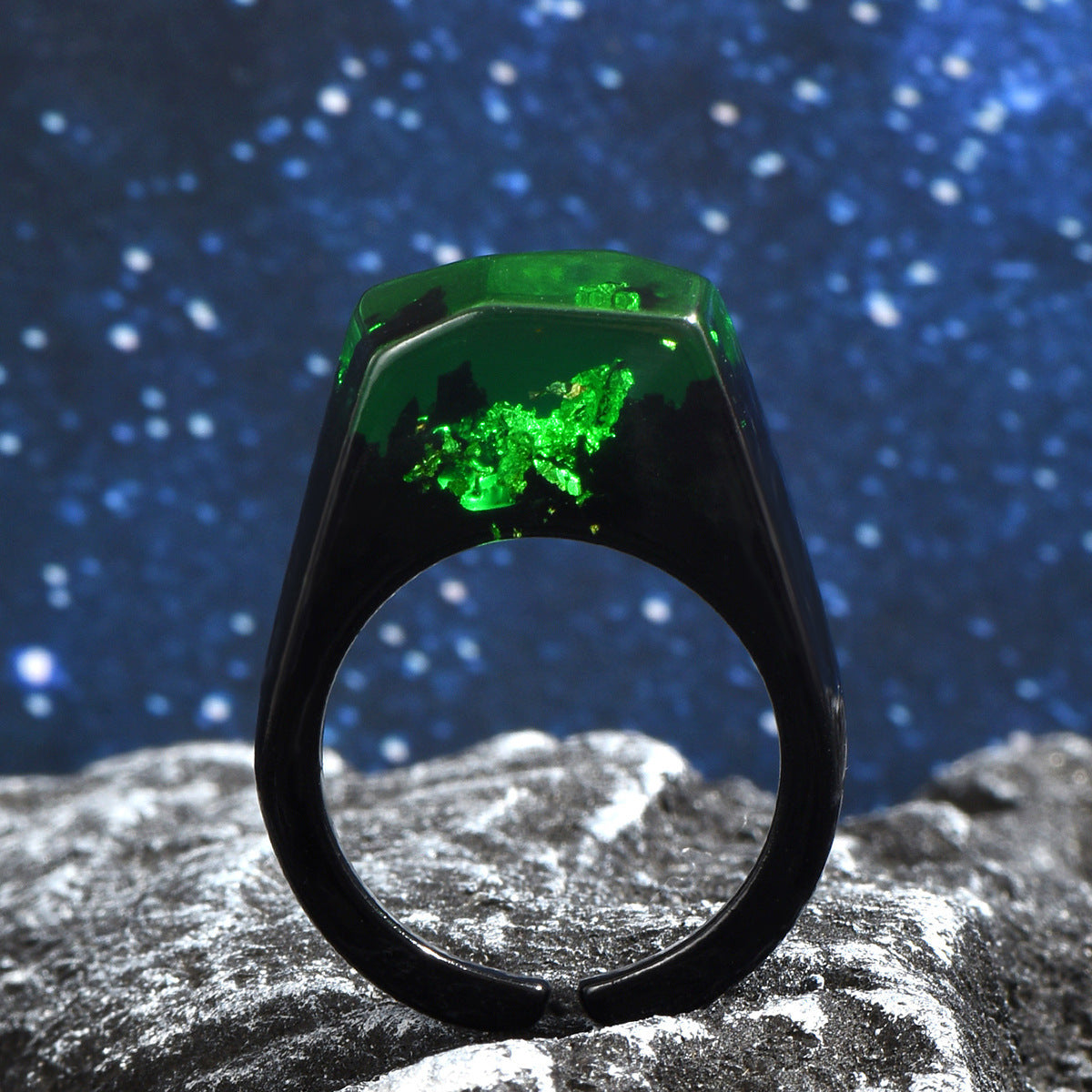 Transparent Landscape Resin Ring Open Adjustable Geometric Nature Inspired Fashion Jewelry For Everyday Wears