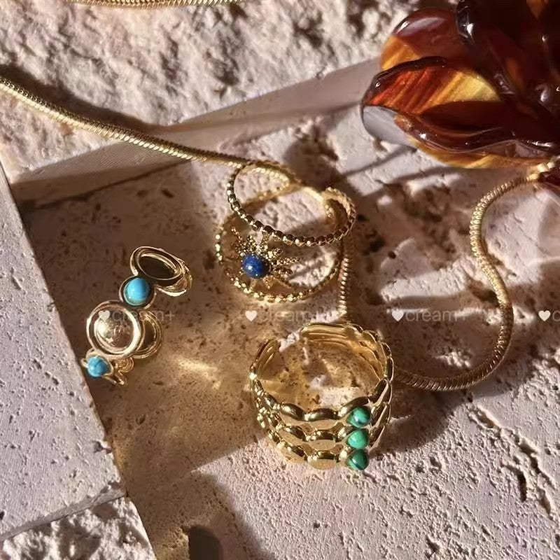 Gold Plated Alloy Ring For Women Bead Hollow Oval Style Inspired By Japanese And Korean Trends Accessory For Her