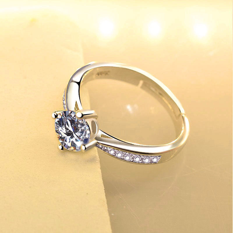 Couple Ring Set Geometric Silver Matching Bands Adjustable Opening Promise Rings Engagement Wedding Gift For Him