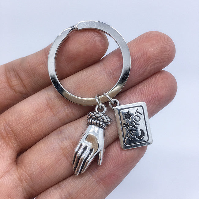 Antique Silver Halloween Keychain Pendant Spooky Season