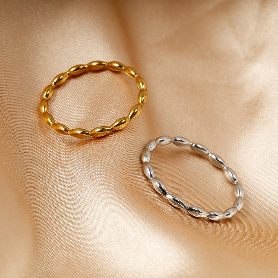 Geometric Ring Titanium Steel Band Electroplated Gold Finish Simple Jewelry Durable Everyday Ring Gift For Her Fashion