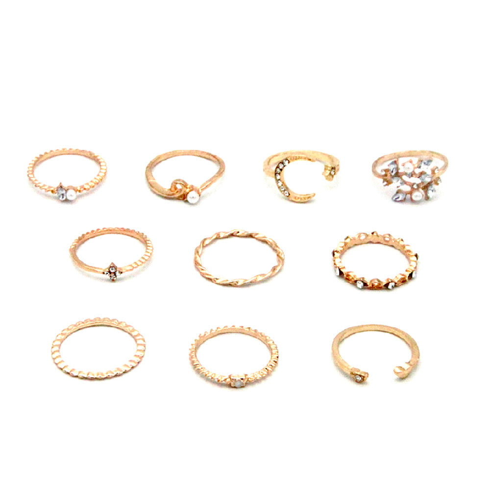 Womens Geometric Knuckle Rings Gold Plated Alloy Fashion Ring European And American Design Trendy One Size Set