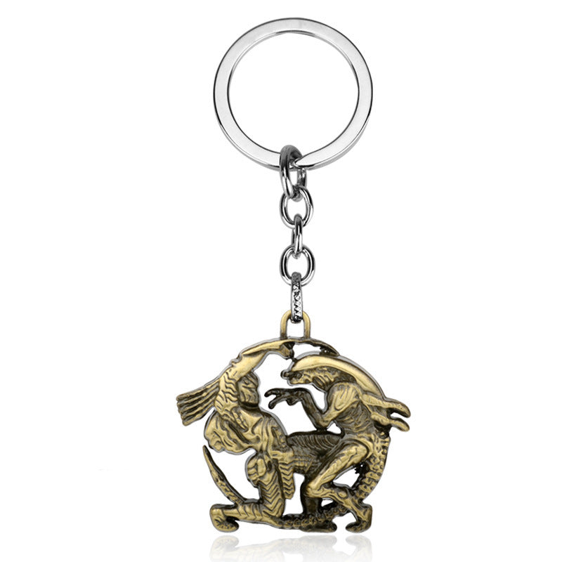 Unisex Vintage Bronze Zinc Alloy Keychain Pendant European Decoration Key Ring Electroplated Antique Tin Finish