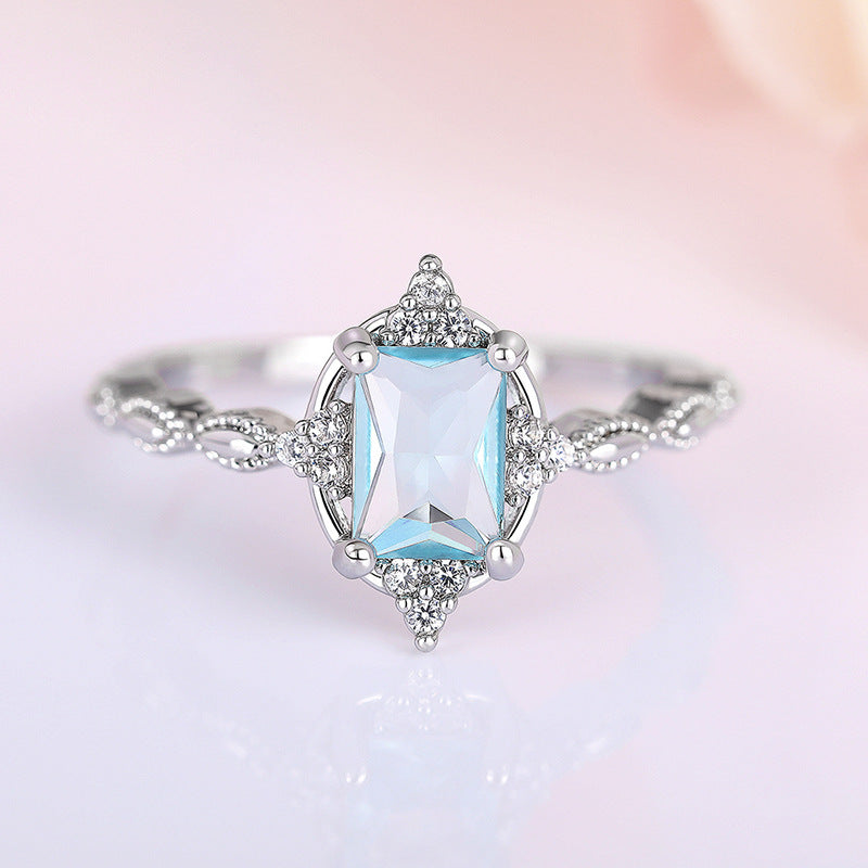 Crown Ring For Princess Small Zircon In White Copper