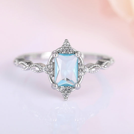 Crown Ring For Princess Small Zircon In White Copper