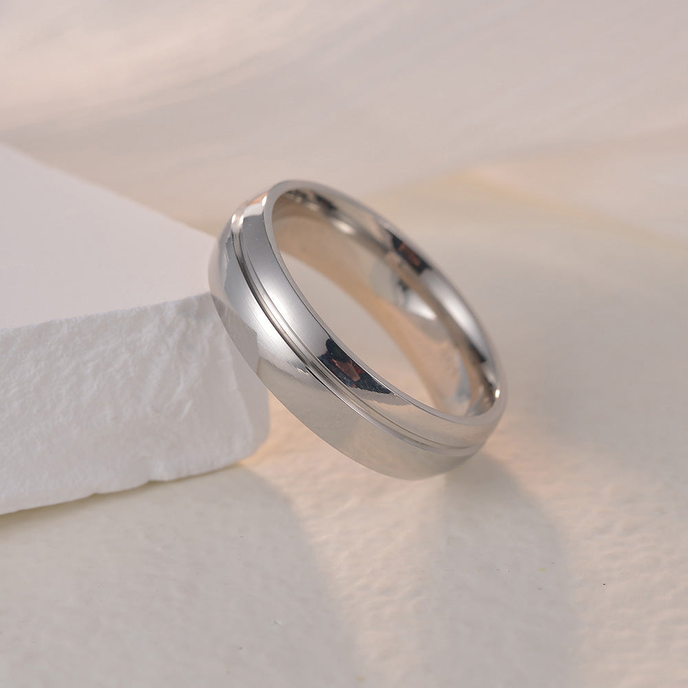 Mens Ring Two Tone Titanium Steel Band Geometric Inlaid Diamond Ring 6mm Wide Electroplated Fashion Jewelry Mode