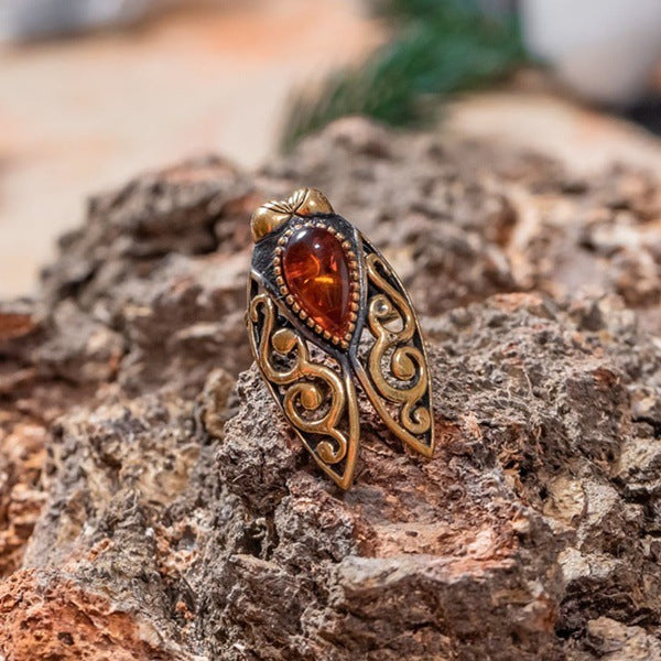Vintage Electroplated Animal Ruby Ring Unisex Alloy Inlay