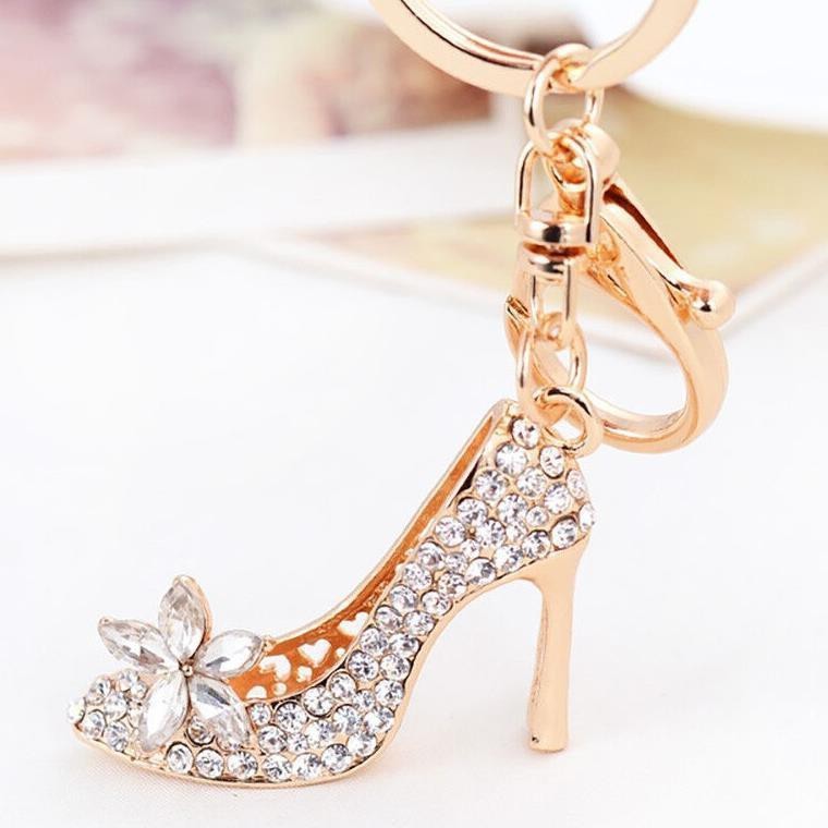 Womens High Heel Keychain Fashion Zinc Alloy Key Chain Gold Color Shoe Accessory For Purse Handbag Keys Wallet