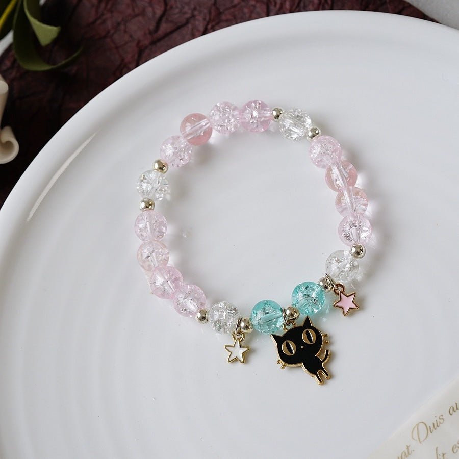 Womens Beaded Bracelet With Pearl Crystal And Alloy Animal Zodiac Charms Cartoon Adjustable Length Cute Charm
