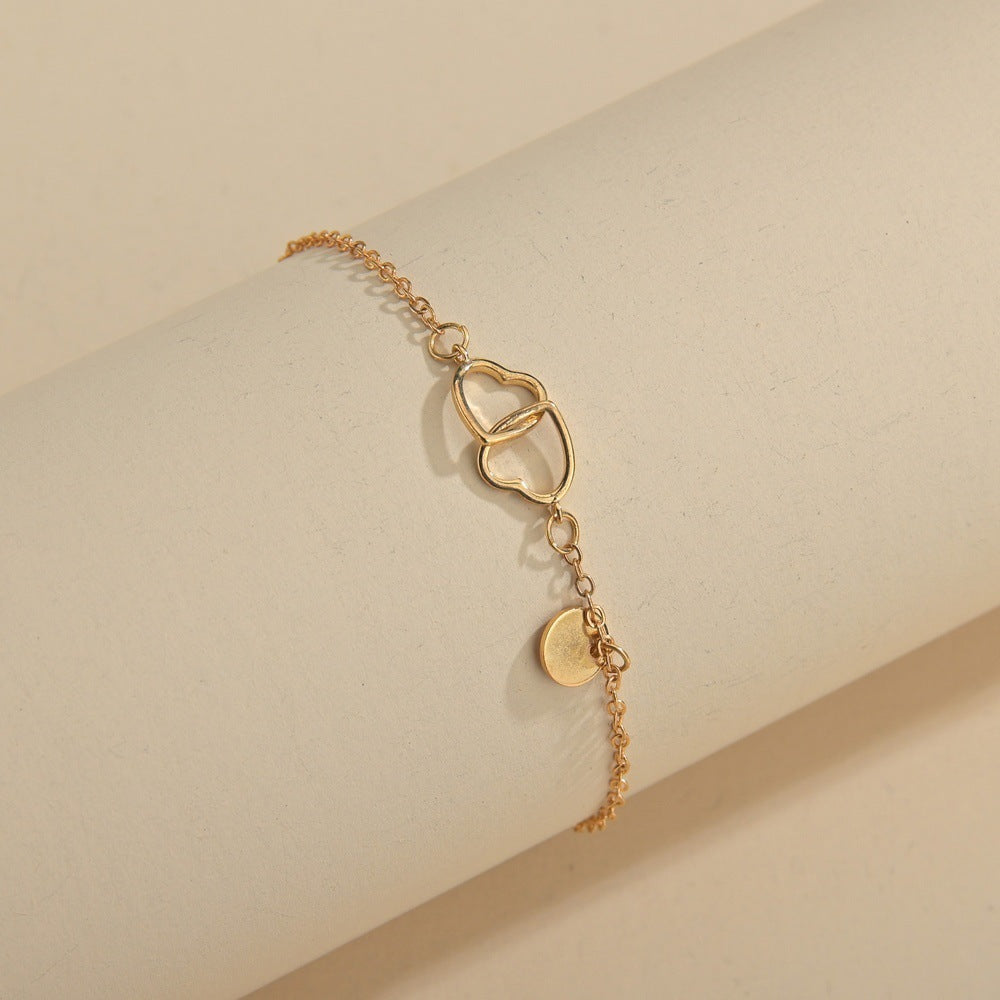 Womens Heart Anklet Gold Alloy European American Styles Simple Love Copper Anklet Gift For Women Everyday Wear