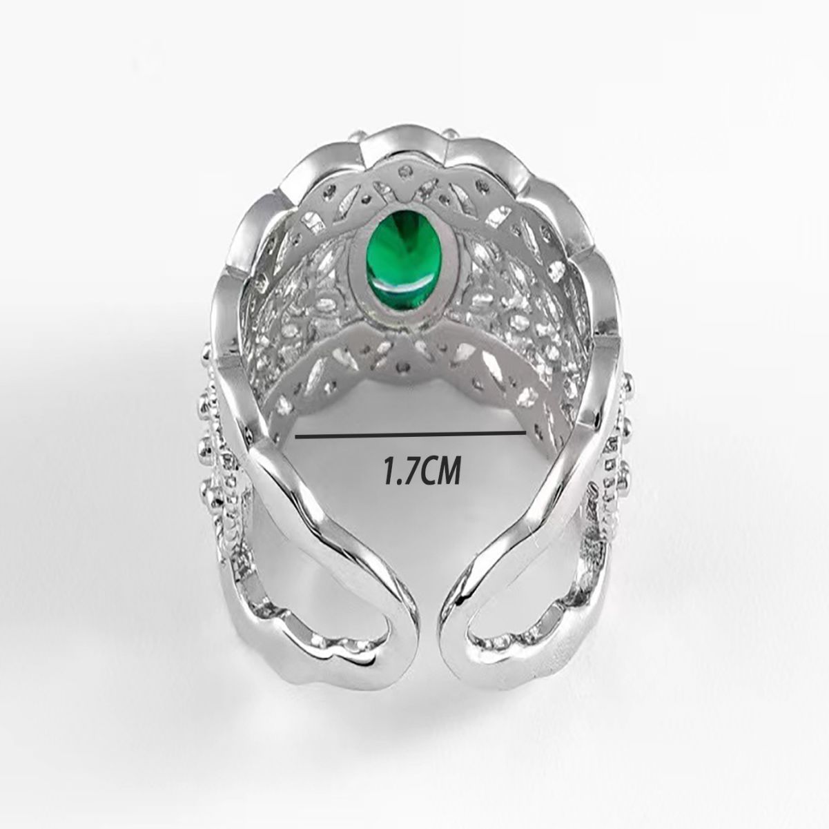 Vintage Court Style Hollow Emerald Diamond Wide Ring Copper Silver Inlaid Zircon For Women Average Size Round