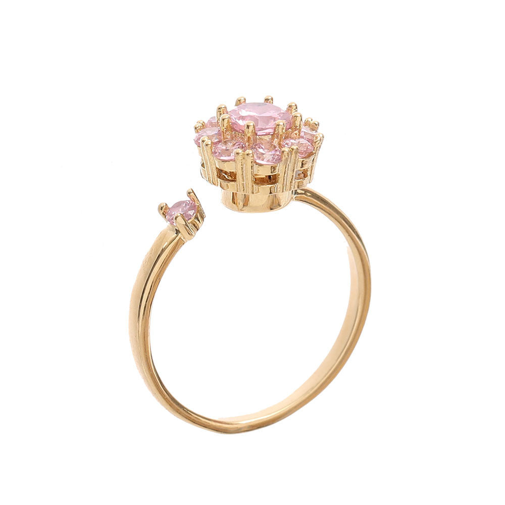 Women Crown Ring Zircon Inlaid Rotating Adjustable Copper Electroplated Jewelry Accessory Elegant Fashionable