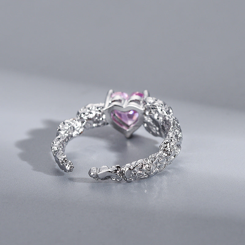 Womens Copper Zircon Ring Electroplated White Gold Simple Design Fashion Band Jewelry Gift Sparkle Finish Glow