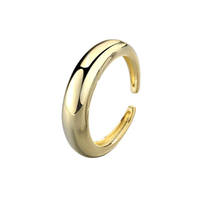 Unisex Geometric Ring Adjustable Opening Silver Band 5mm Wide Simple Durable Electroplated Jewelry Accessory Gift Ready