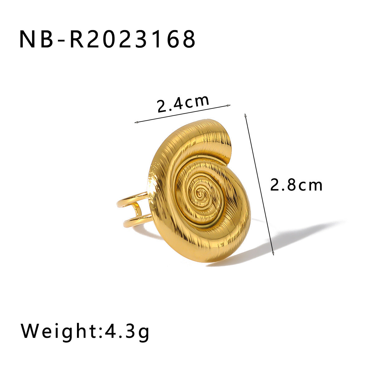 Starfish Conch Stainless Steel Plated 18K Gold Ring for Women Adjustable Opening Geometric Design Classic Look
