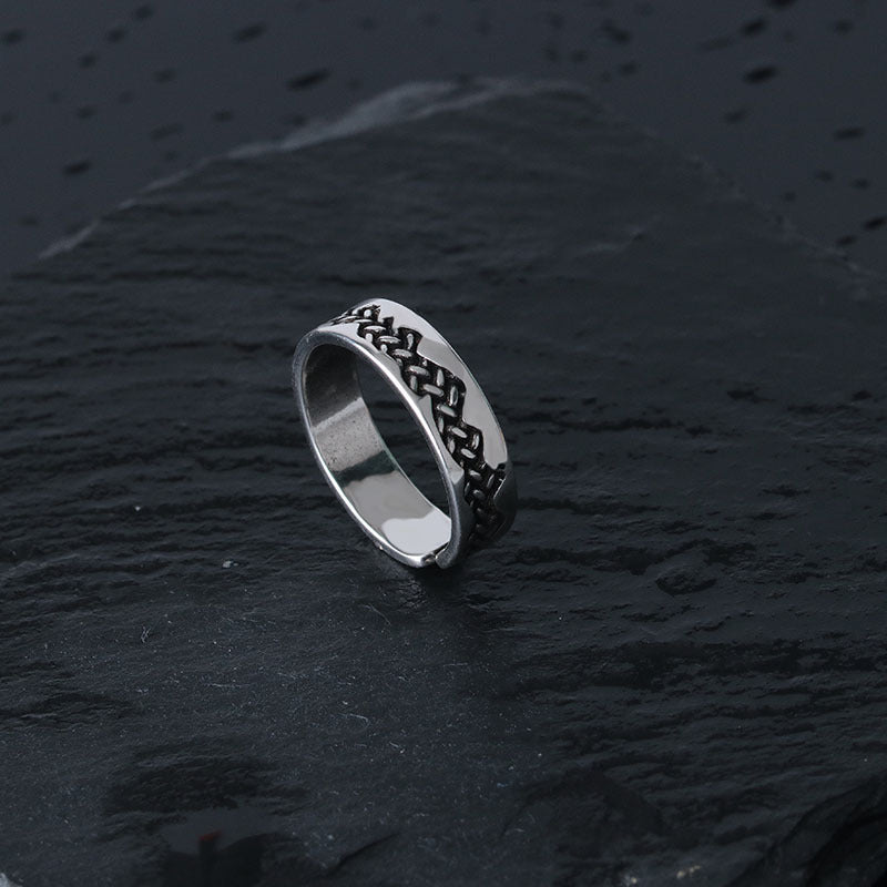 Mens Copper Ring Adjustable Woven Crack Design Geometric Band Electroplated Ring For Men Durable Accessory Glow