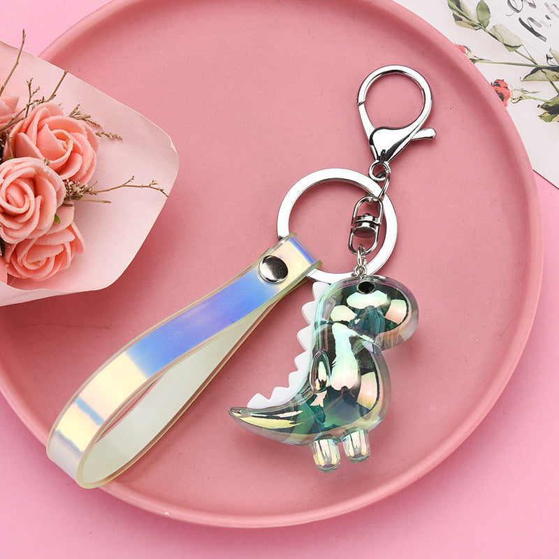 Acrylic Dinosaur Keychain Cartoon Pendant With Leather Rope Buckle Gift For Wedding Birthday Travel Graduation Gift