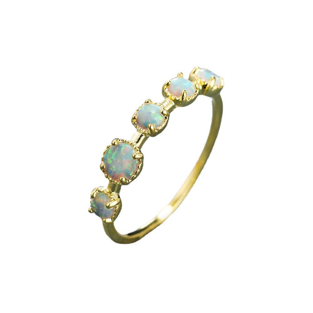 Gold Copper Ring For Women With White Opal Jewelry Size No 6 For Birthdays Holidays Weddings Elegant Accessory