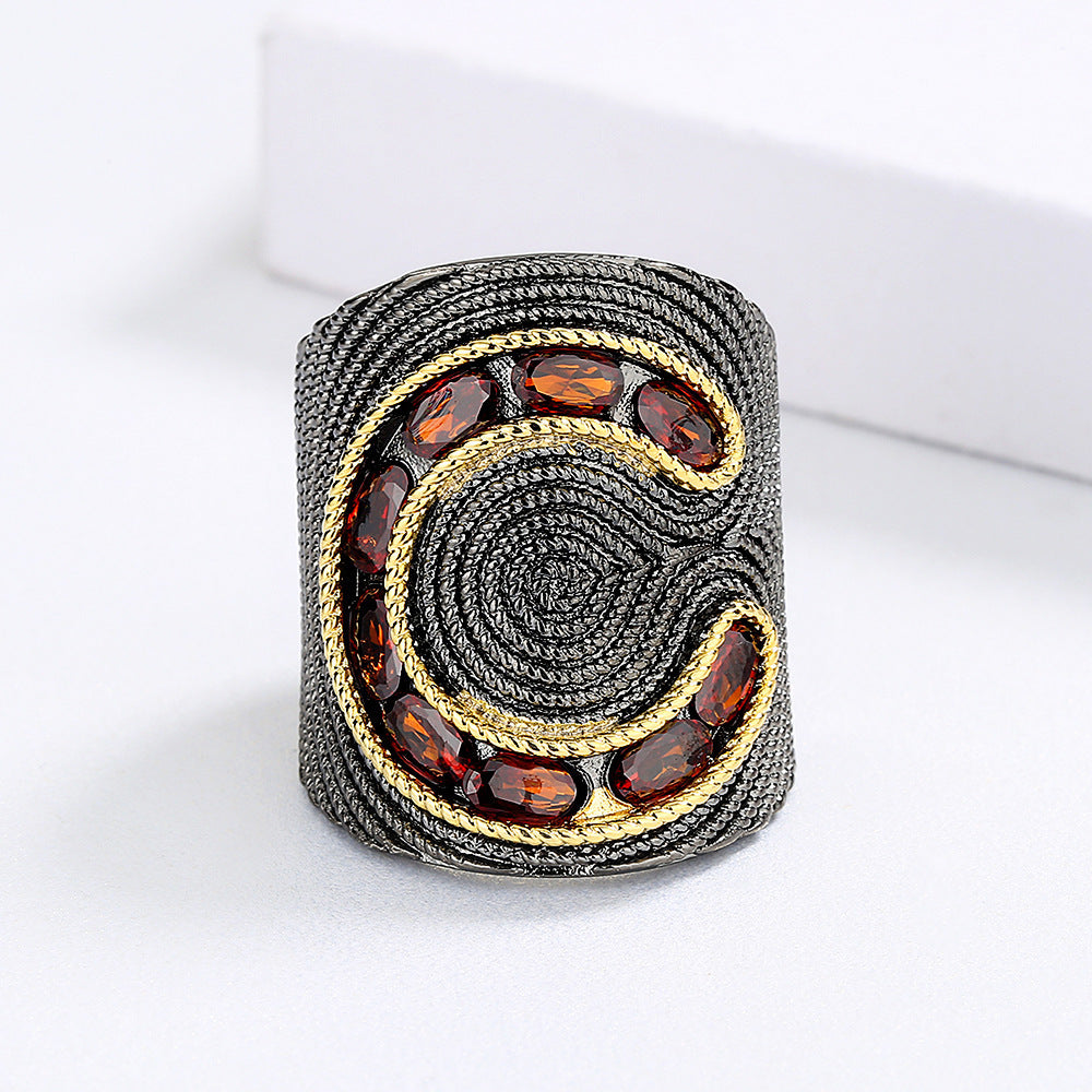 Women's New Hong Kong Style Lace Edge High Carbon Diamond Ring